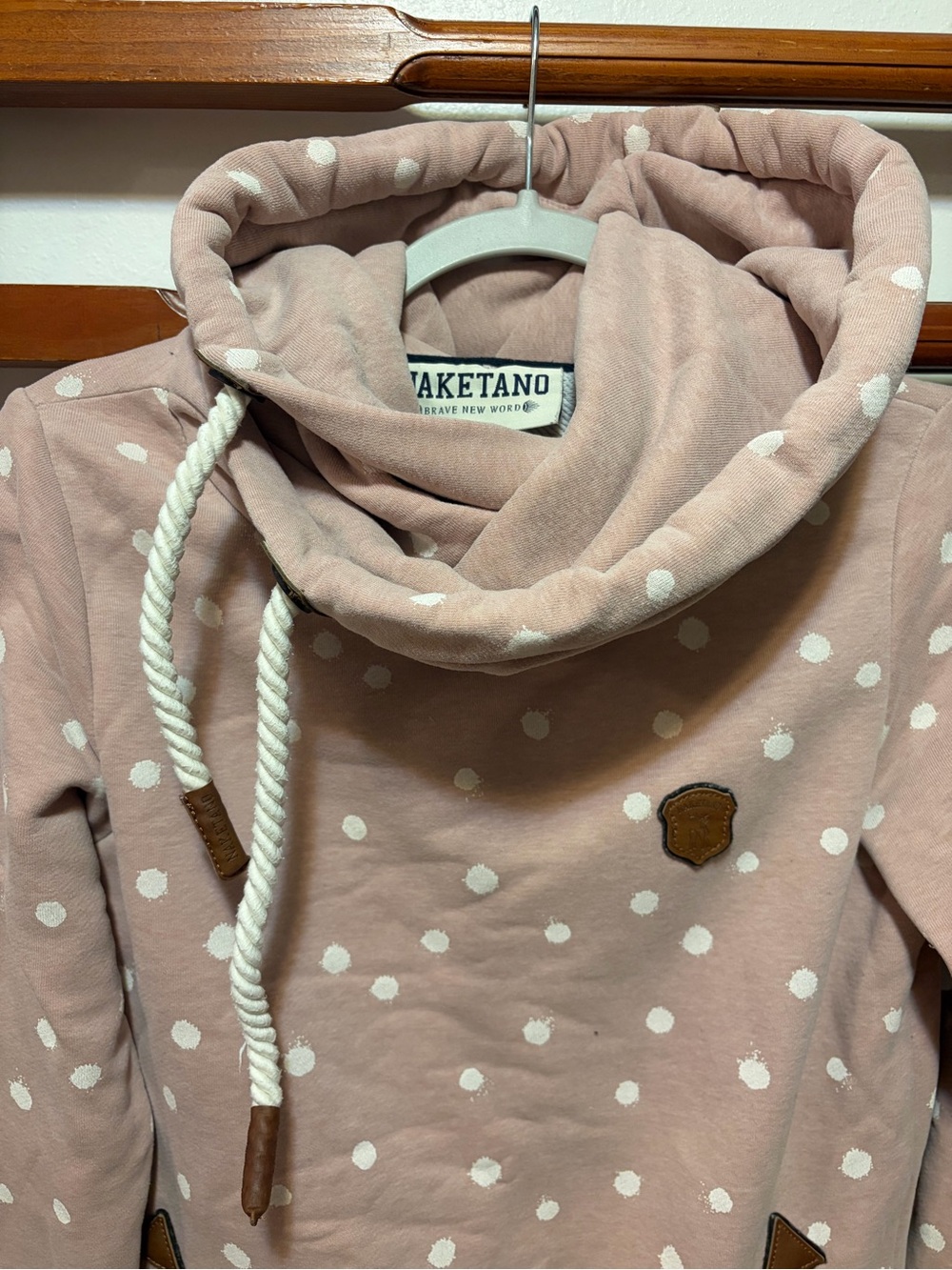 Naketano Dusty Rose Polka Dot Cowl Hoodie - Picture 3 of 4